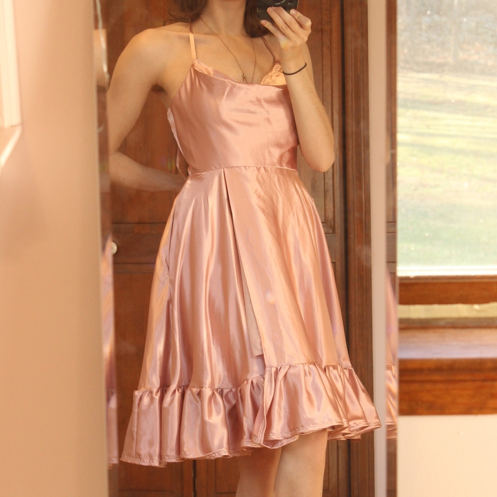 Satin Ruffle Dress - Picture 6 of 7